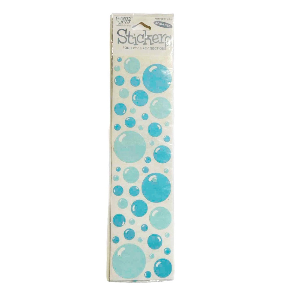 Vintage Frances Meyer Bubbles Sticker Sheets Blue Teal Circles Printed in USA